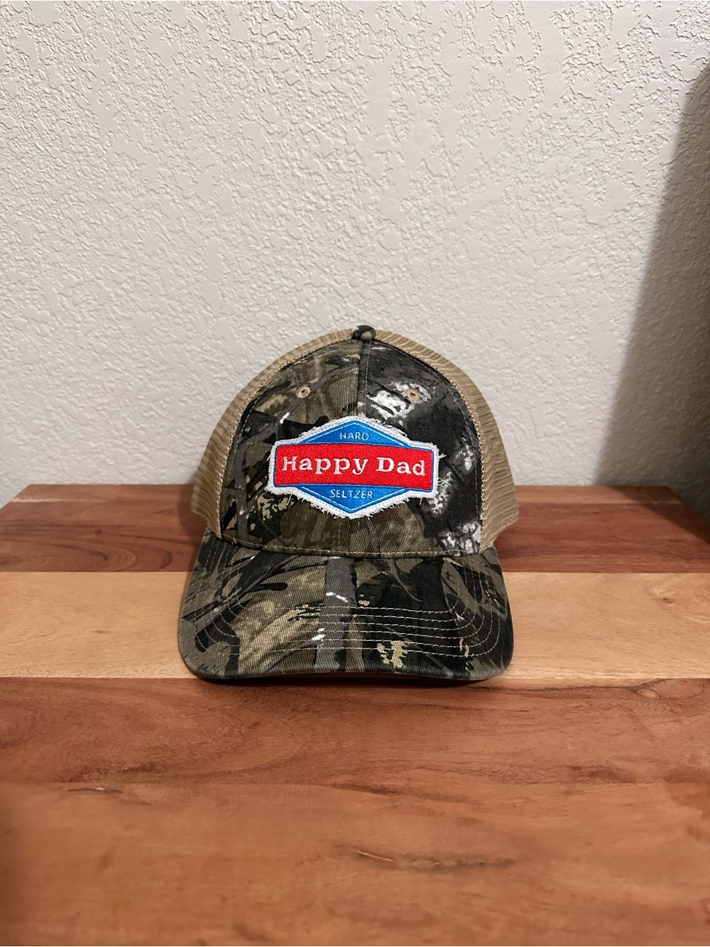 Happy Dad Hard Seltzer Camo Trucker Hunting SnapBack Hat NWT